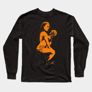 Woman and skull (orange version) Long Sleeve T-Shirt